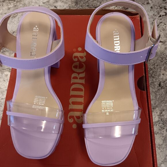 Andrea Violet Open Toe Lilac Platform 3.75" Pumps Size 5 US - Picture 1 of 11